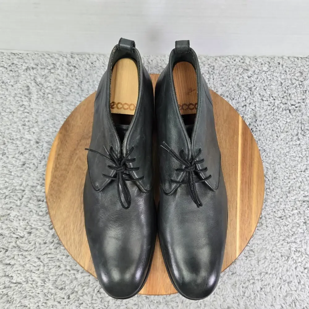 John Varvatos Mens 13 Gray Leather Casual Daily Handmade in Italy Chukka Boots